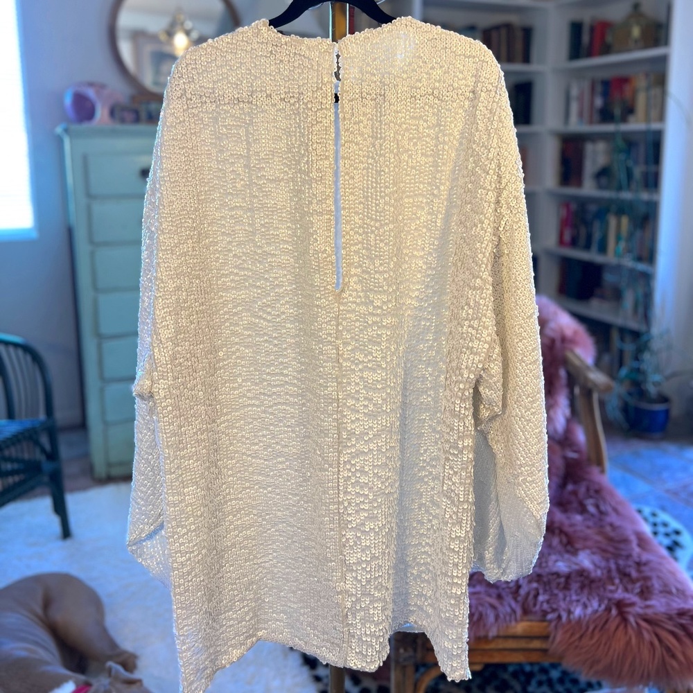 ASOS Édition White Sequin Blouson Sleeve Dress